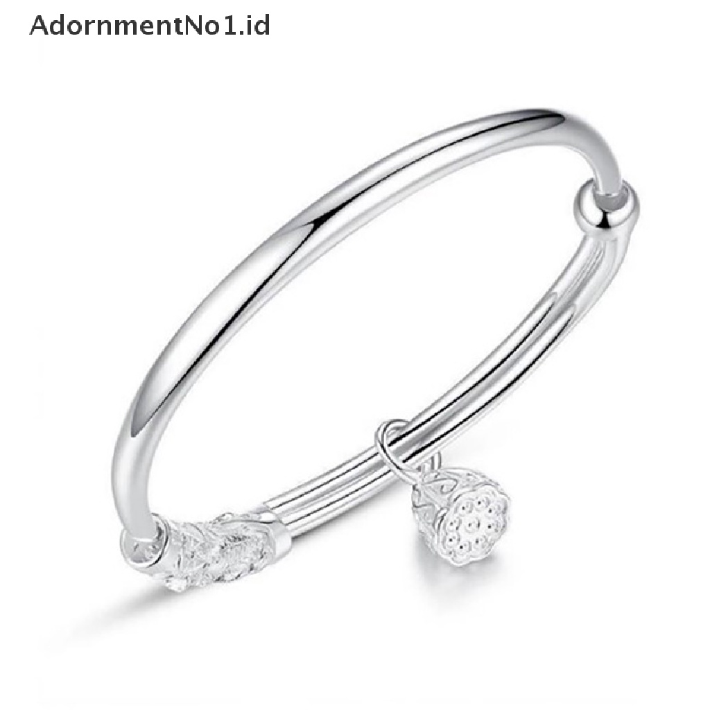 [AdornmentNo1] Gelang Bangle Liontin Fashion Adjustable Lapis Silver Warna Silver Untuk Wanita [ID]