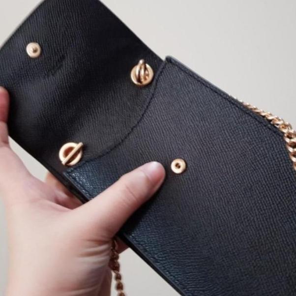 TAS COACH 37543 Crossbody Phone Bag Crossgrain Black Leather ORIGINAL