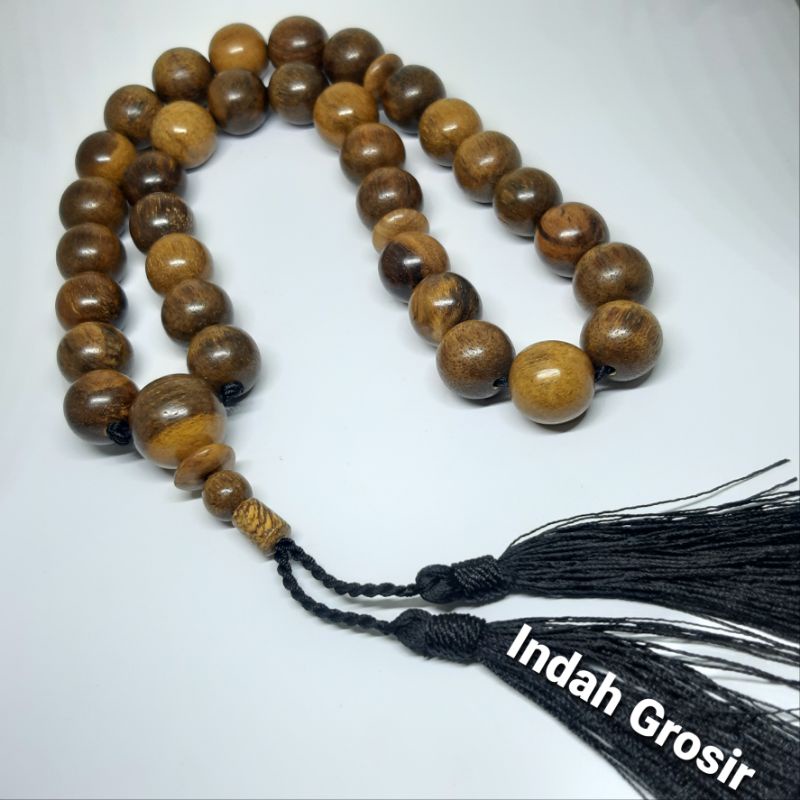 TASBIH KAYU GAHARU WANGI 33BUTIR 14MM 100% NATURAL