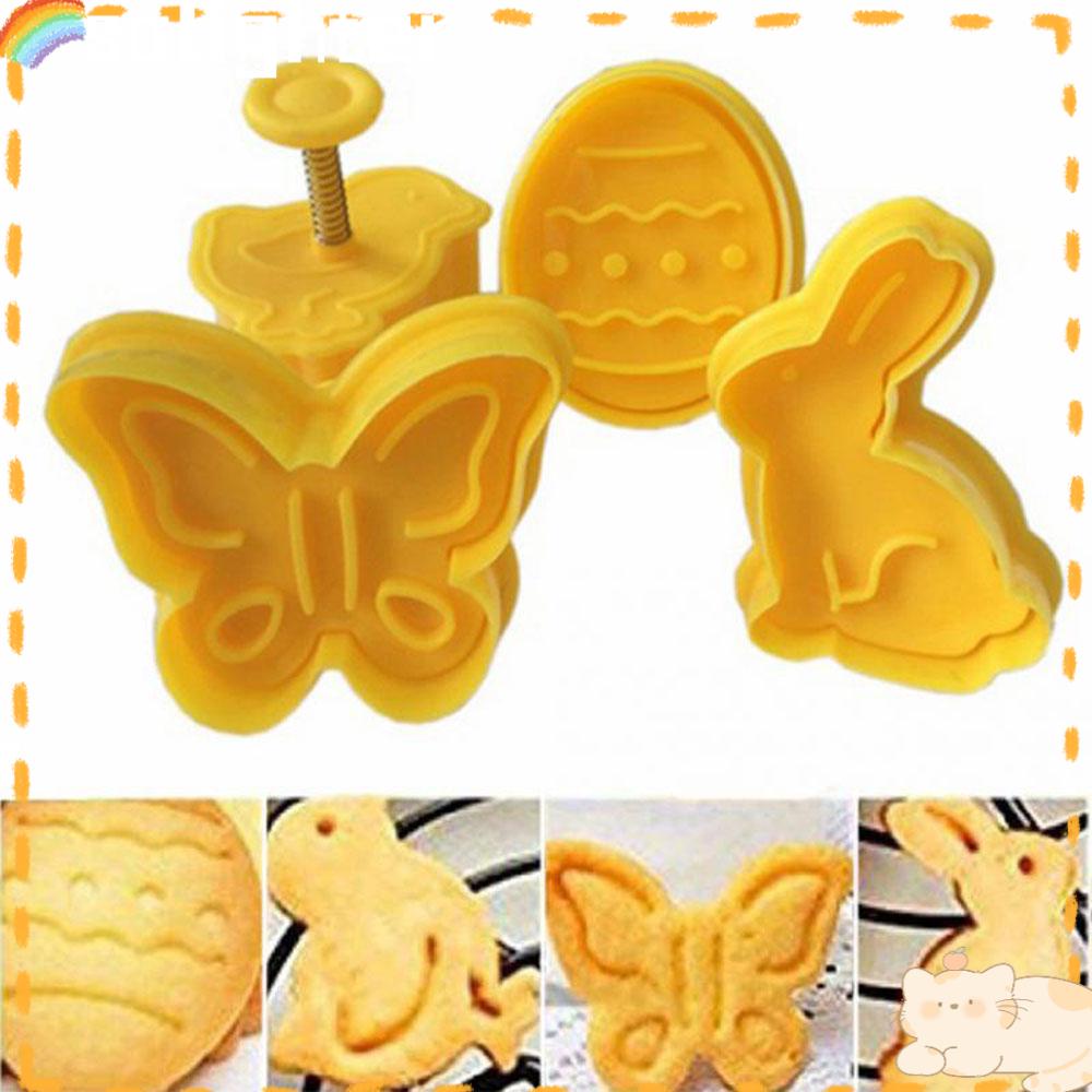 Solighter Easter Egg Butterfly Plunger Cetakan Kue Dekorasi Paskah Cetakan Biskuit Kelinci