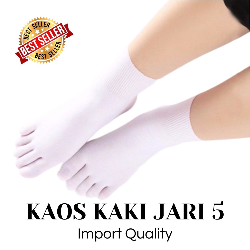 Bellino - Kaos Kaki Stoking Tipis Premium Import Model 5 Jari Kaos Kaki Wanita Warna Putih Jari Terp