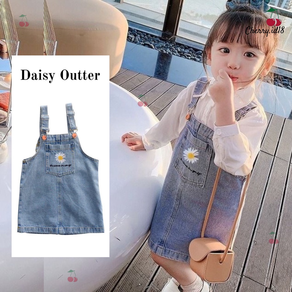 Cherry COD Overall Anak Bunga Daisy / Jumpsuit Anak Perempuan Bunga / Jumpsuit Denim Anak / Pakaian Anak Perempuan / Baju Kodok Anak - JA06