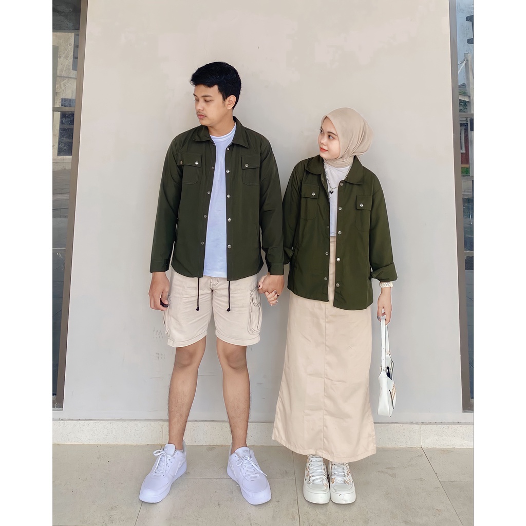 Kemeja Parka Couple Sudah 2 Pcs - Baju Couple Pria Wanita Korean Style