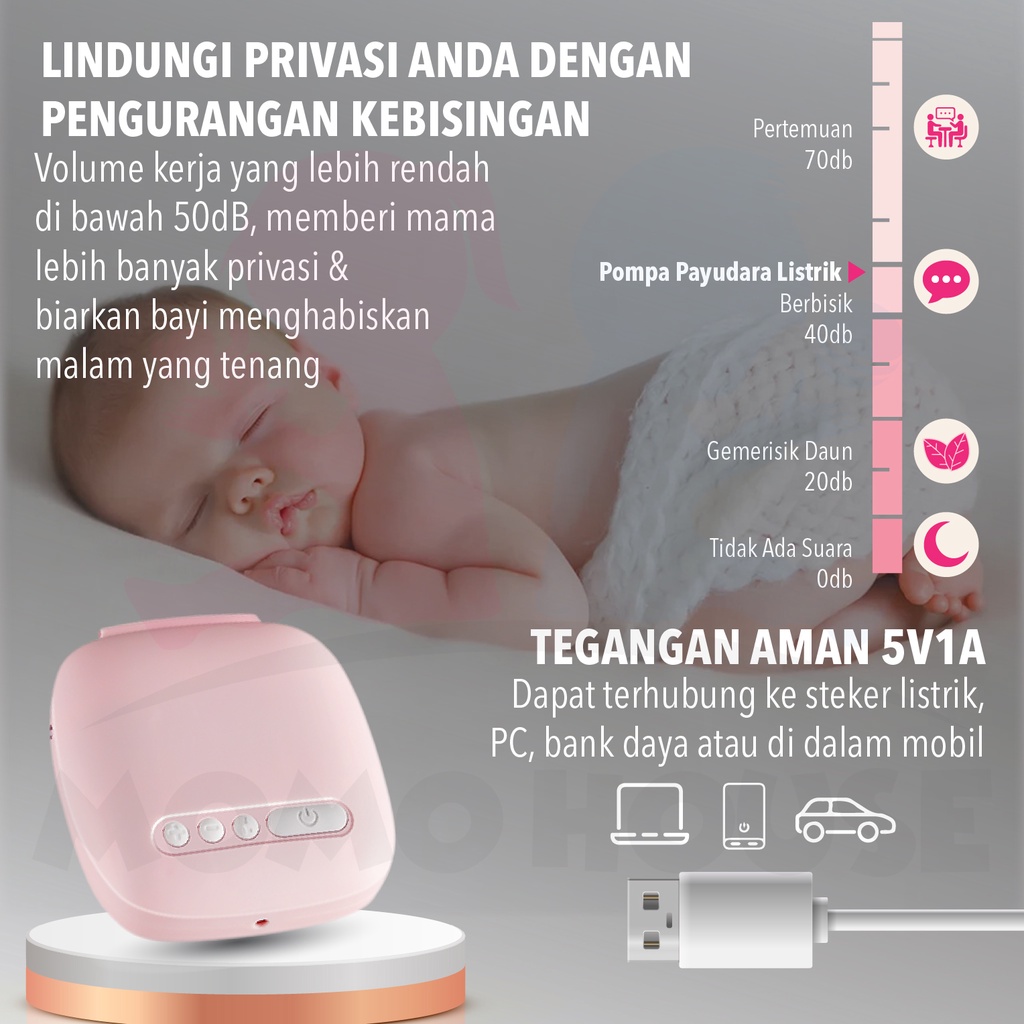 MOMO HOUSE Double Electric Pompa ASI Elektrik Electric Double Breast Pump Electric Breast Pump
