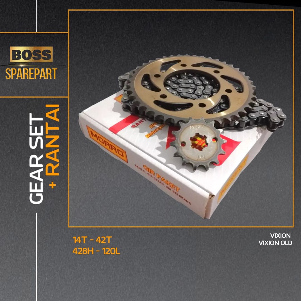 Gear Gir Set Ger Paket + Rantai Vixion Old Lama Morro