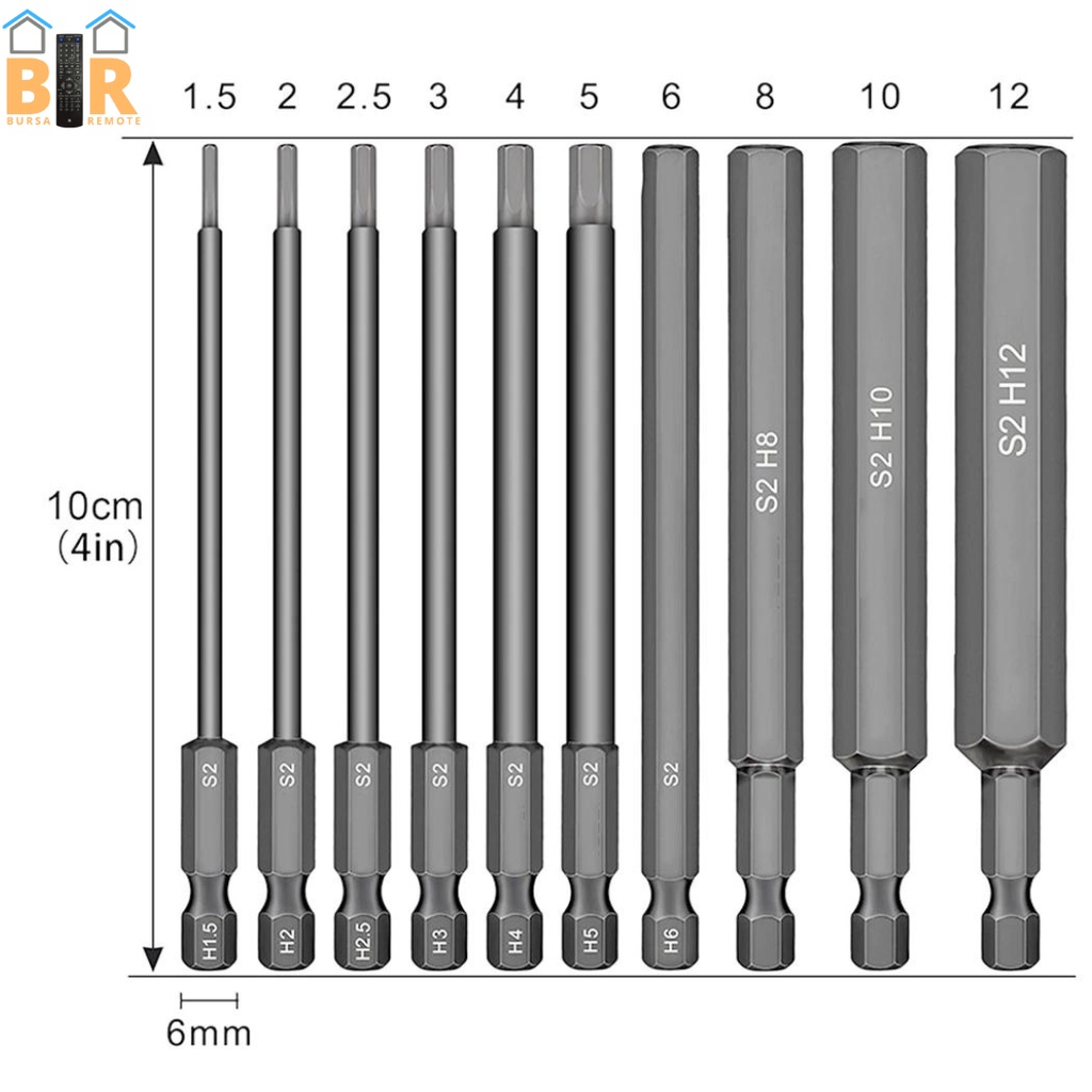 Mata Obeng Torx Magnetic 1/4&quot; Set 8 Pcs Dan 10 Pcs Kunci L Kepala Hex Bahan Baja Allen Bit Kunci Obeng Magnetik Matrix S2 Alloy Steel