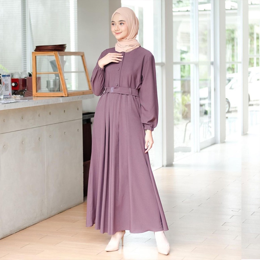 Gamis Wanita Polos Terbaru Kekinian Baju Muslim Syari Modern Casual Full Kancing Dress Remaja Terlar