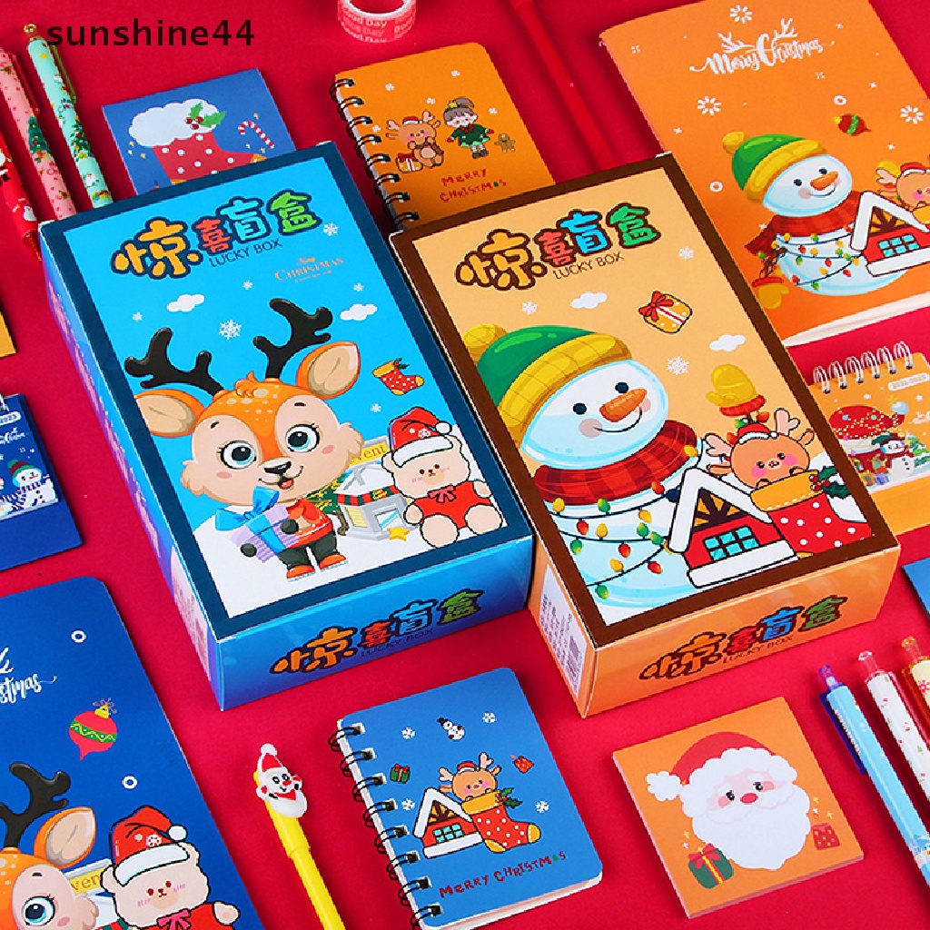 Sunshine Lucky Box-Mystery Hadiah Natal Stationery Blind Box Kreatif Kartun Hadiah Untuk Anak Siswa Set Alat Tulis Anak Hadiah Liburan Kreatif Perlengkapan Sekolah Alat Tulis.