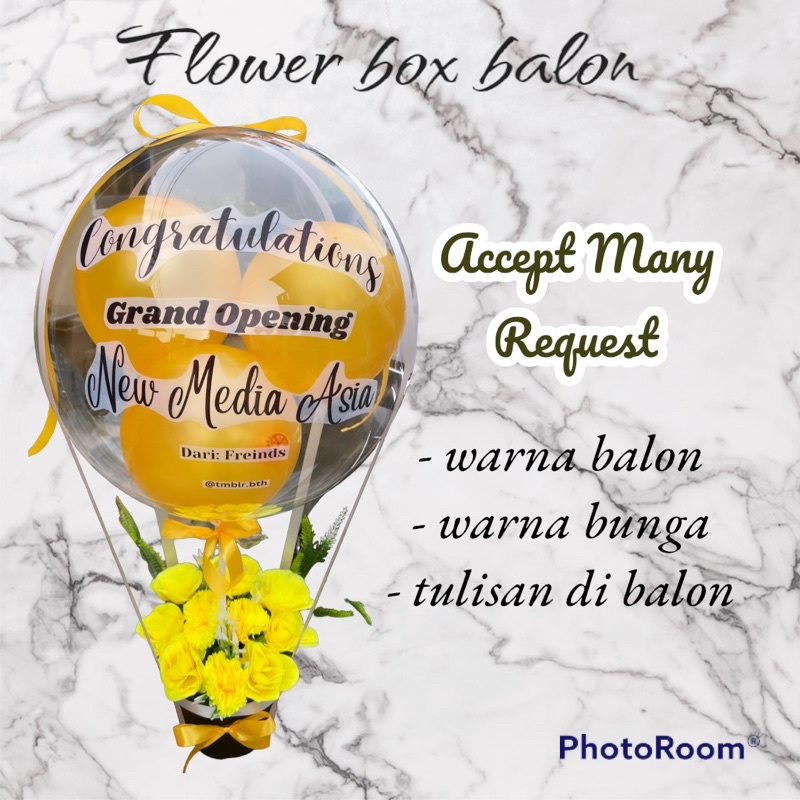 

flower box balon bloom box bunga box hot air balon batam
