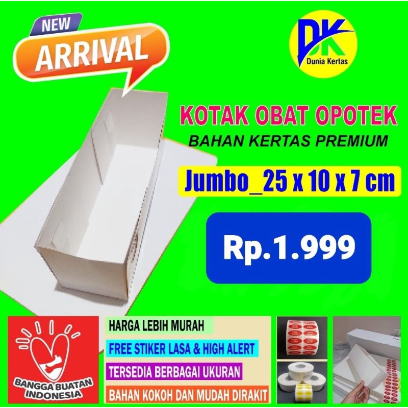 Kotak Obat Kertas Apotek Klinik Rumah Sakit IVORY 310g Ukuran JUMBO 25x10x7