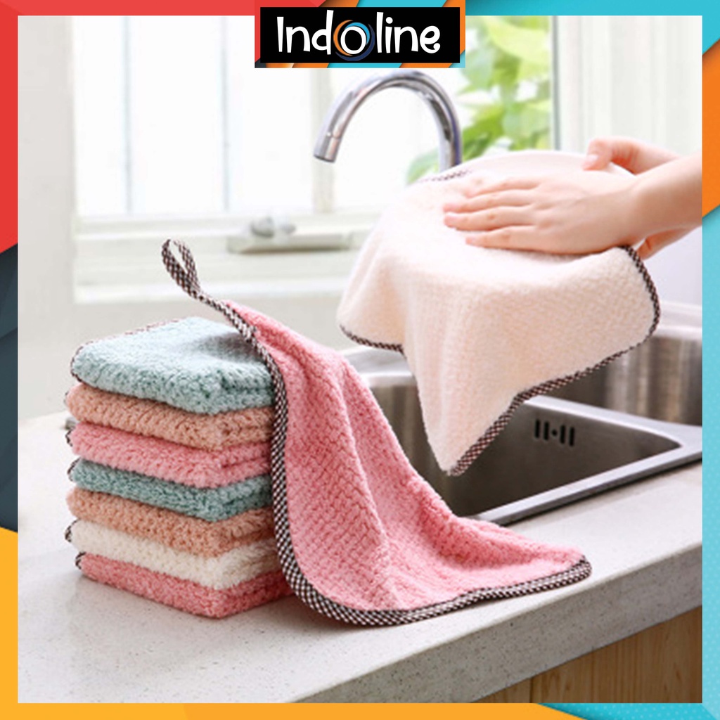 𝗜𝗻𝗱𝗼𝗹𝗶𝗻𝗲 𝐋𝐚𝐦𝐩𝐮𝐧𝐠✔️𝟰𝟰𝟲 Kain Lap Tangan Gantung Kain Lap Dapur Bahan Coral Fleece Import COD