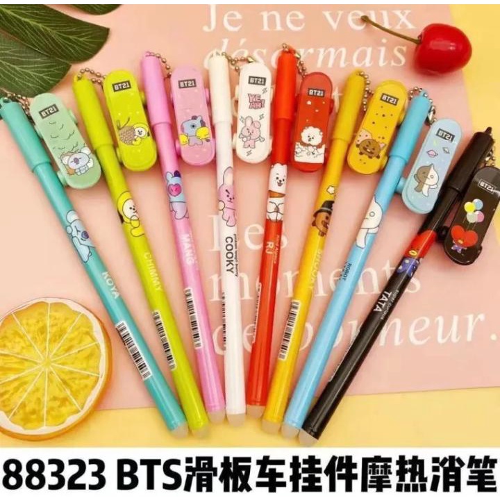 

Pulpen GEL MODEL Skateboard Papan Roda Motif Kartun BANGTANBOYS pulpen pen GEL kado unik