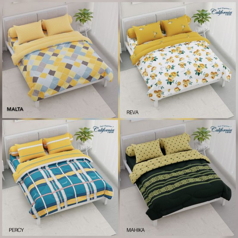 Bed Cover Set California Fitted (tidak rumbai) 180x200 Malta/Reva/Percy/Belvina/Fara/Carissa/Mahika/