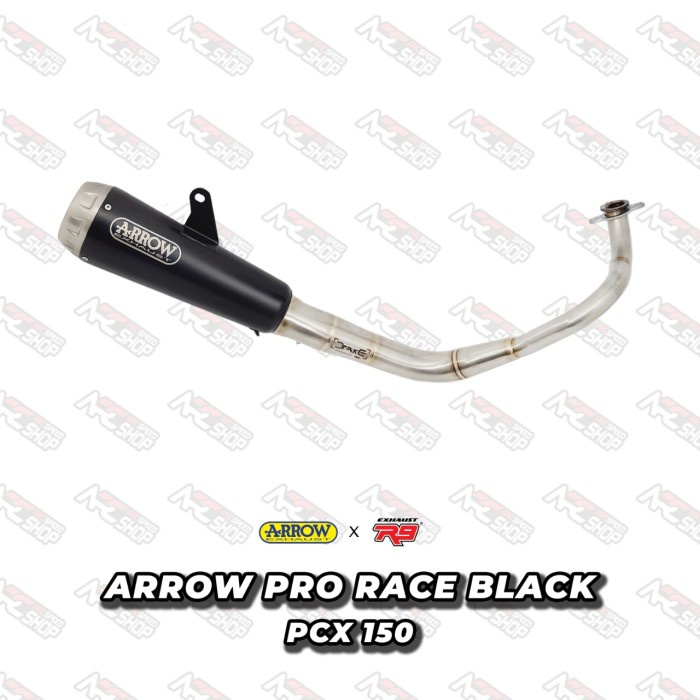Knalpot Arrow Pro Race Black Honda Pcx 150 Cc Fullsystem #Original