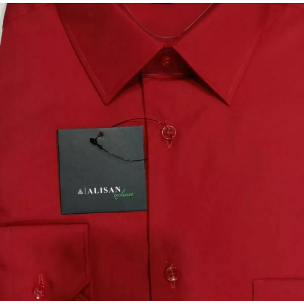 Kemeja Alisan Lengan Panjang Polos Warna Merah Cabe / Kemeja Pria Lengan Panjang / Atasan Pria