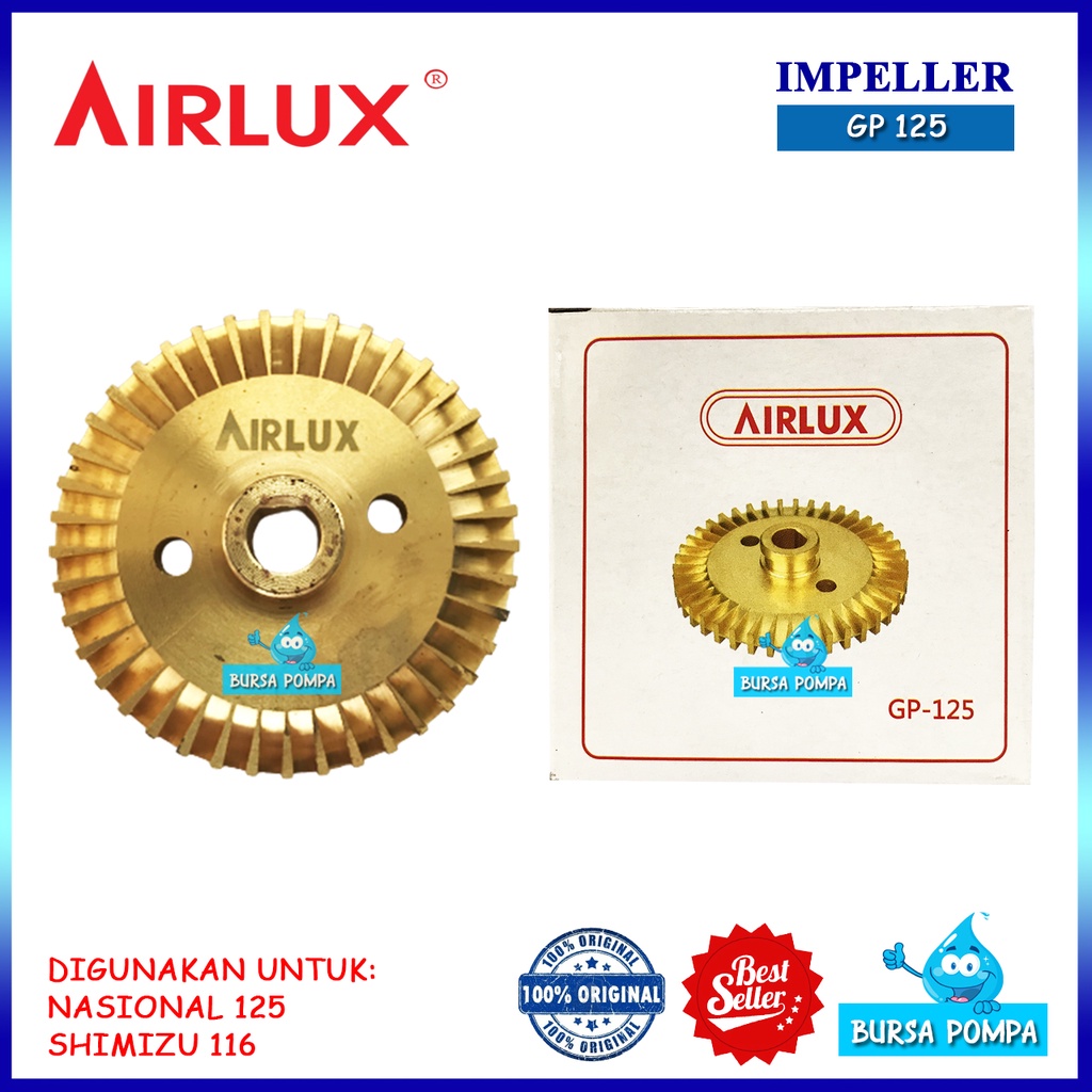 Kipas Impeller Kuningan Nasional 125 /Impeller Pompa Air Airlux GP 125
