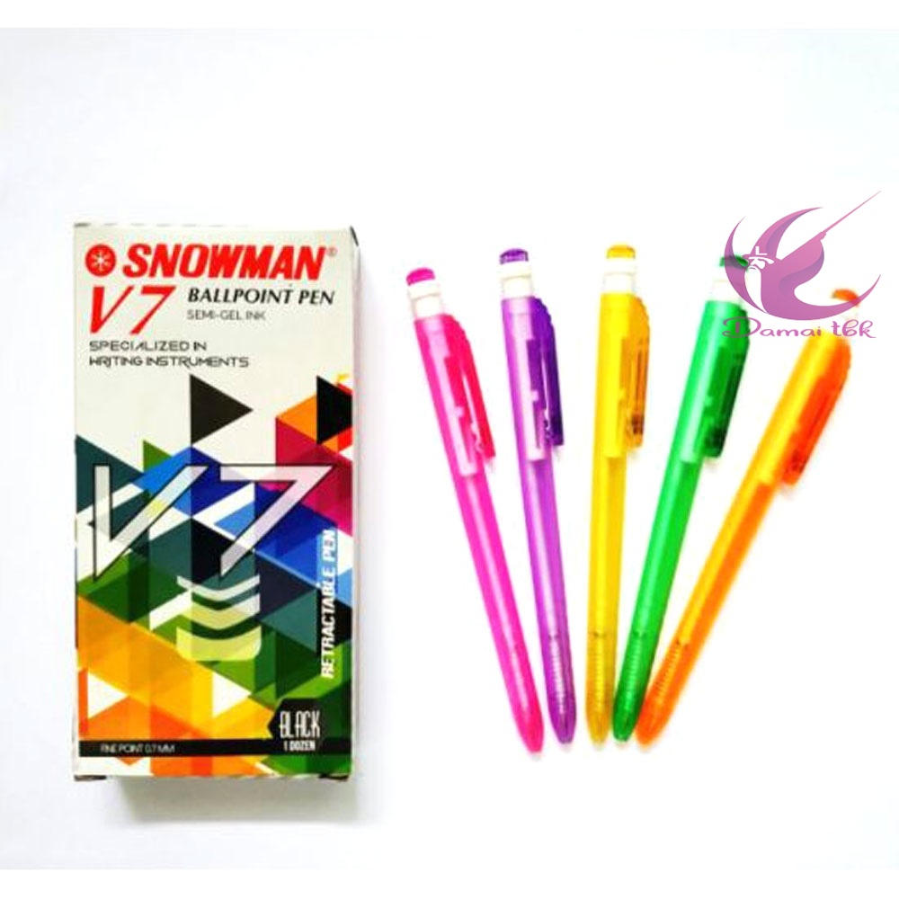 

Pen / Pulpen Snowman V7 Warna Warni [12 Pcs]