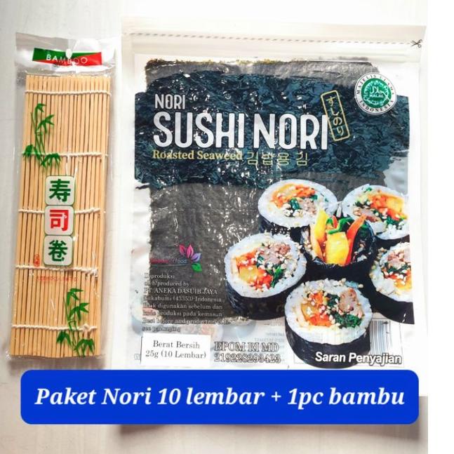 

code9q4Pe Paket sushi nori 10 lembar bambu bahan bento dry seaweed halal murah