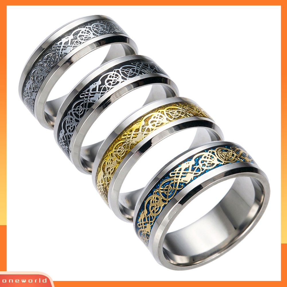 {oneworld} Bergaya Pria Baja Titanium Permukaan Halus Pernikahan Band Jari Cincin Perhiasan Hadiah