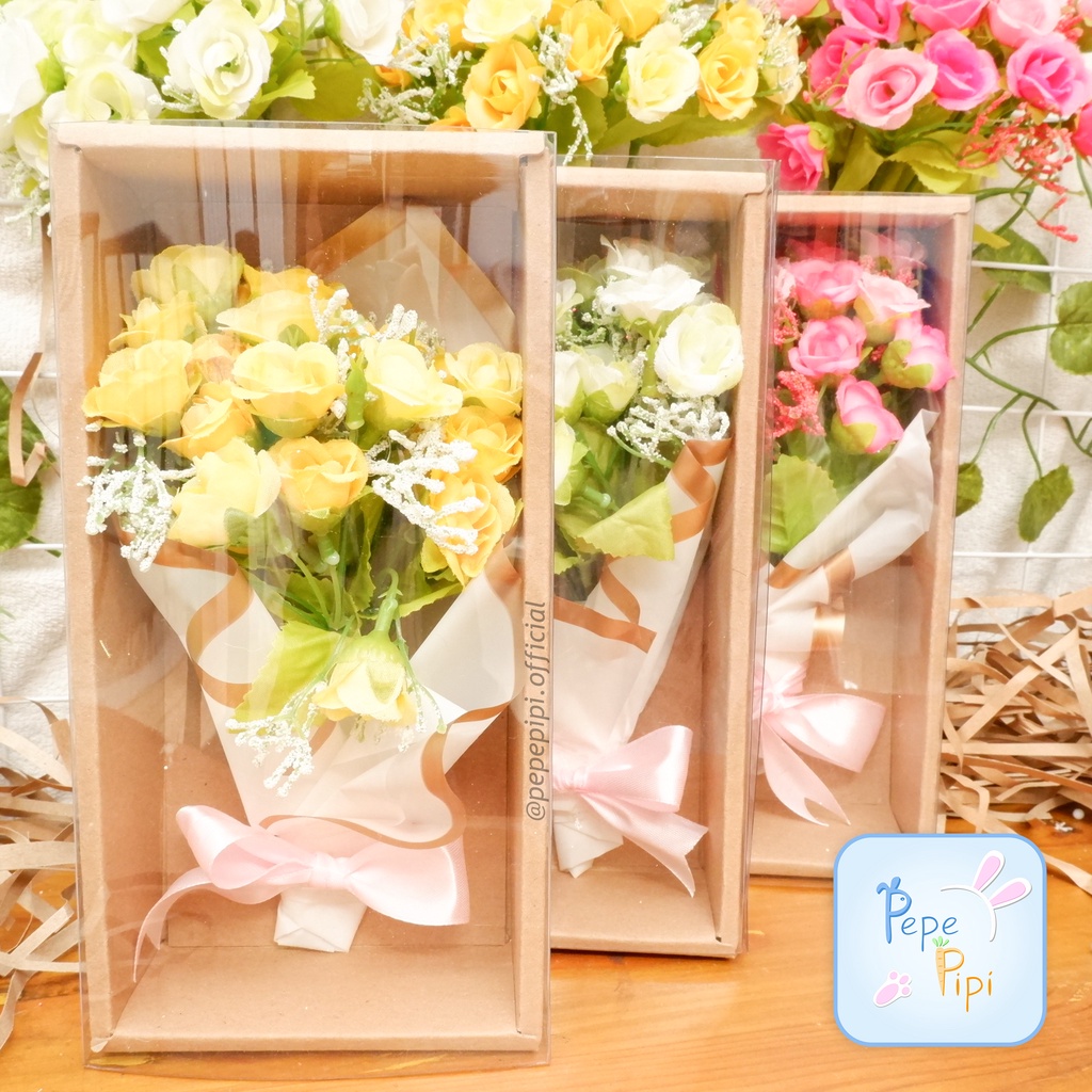 Buket bunga box hadiah sweet flower box / mini bouquet / buket bunga kado wisuda kelulusan perpisahan ultah wedding anniversary valentine day Ulang tahun Hampers