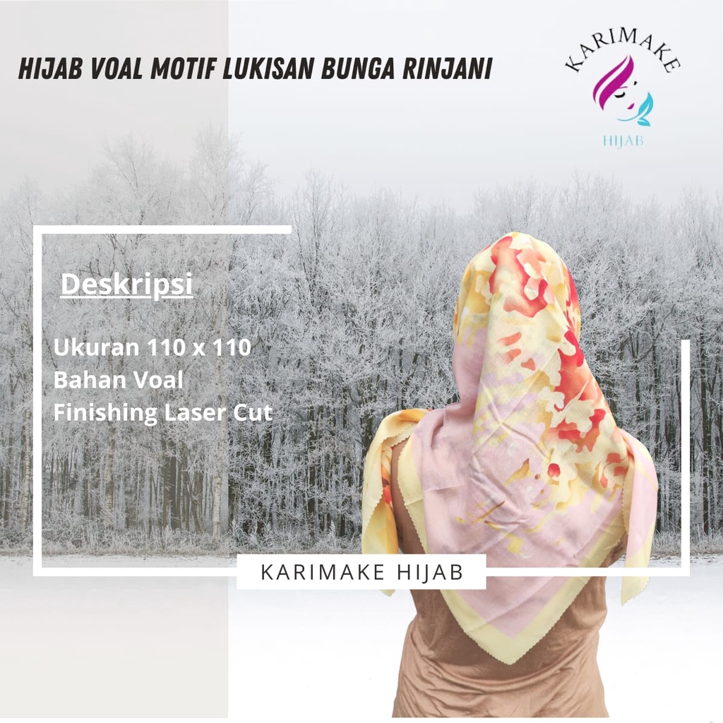 Karimake Hijab Scraf Motif Lukisan Bunga Rinjani I