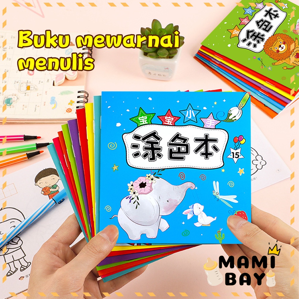 Mamibayi Buku edukasi mewarnai 8Pcs/Set Buku Gambar Mewarnai Anak Bayi