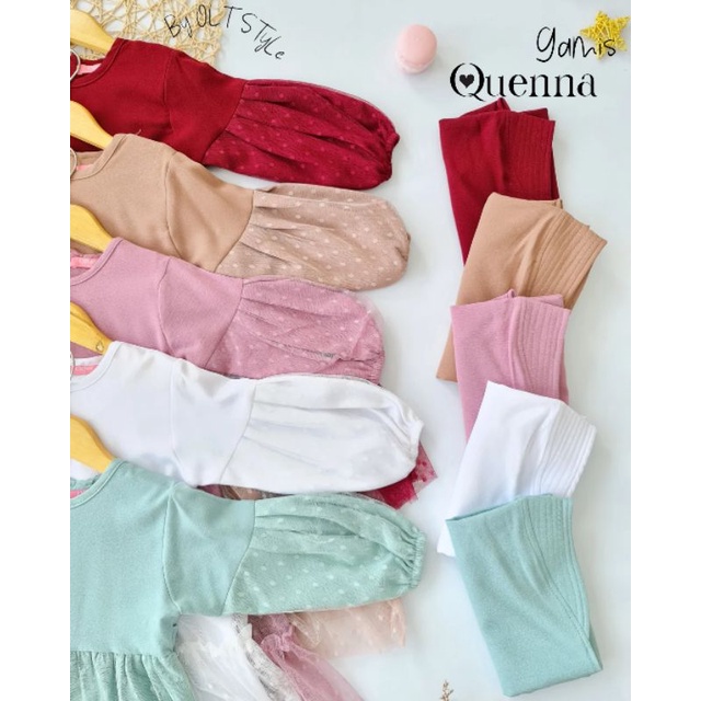 Ollet Gamis Quenna Set Jilbab Gamis pesta lebaran anak