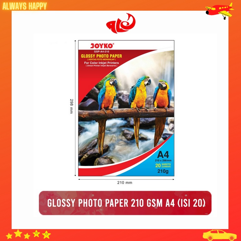 

Kertas Foto Joyko GSP-A4-180 GSM Glossy Photo Paper 20 Lembar Murah