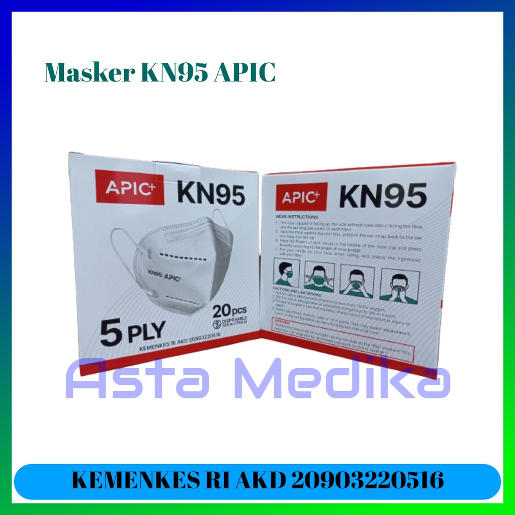Masker KN95 5Ply APIC Surgical Facemask 5Ply Disposable Facemask Respirator FaceMask APIC