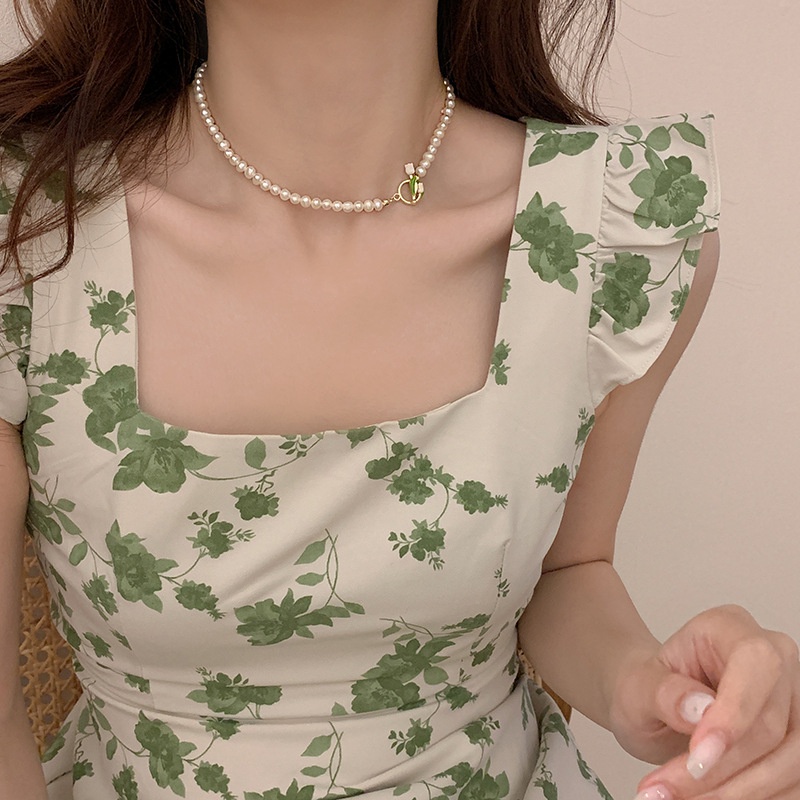 Kalung Tulip Mutiara Elegan Untuk Wanita Fashion Hati Kupu-Kupu Liontin Choker Aksesoris Perhiasan