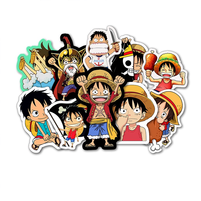 

Stiker Pack one Piece Luffy isi 10pcs Bahan Vinil Tahan Air Waterproof