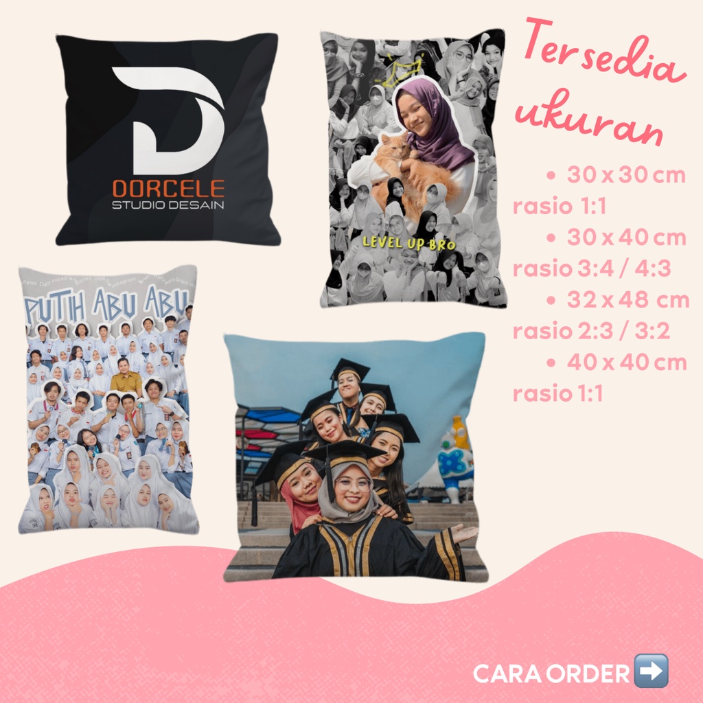 Bantal foto bebas custom gambar 2 sisi