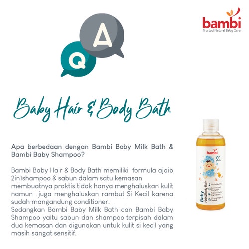 Bambi Sabun Bayi - Baby Hair And Body Bath &amp; Baby Head to Toe Wash 200ml