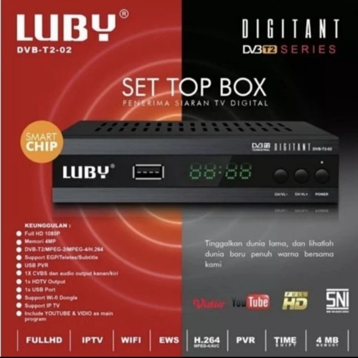 SET TOP BOX LUBY DVB T2-01 STB RECEIVER TV DIGITAL SUPPORT WIFI