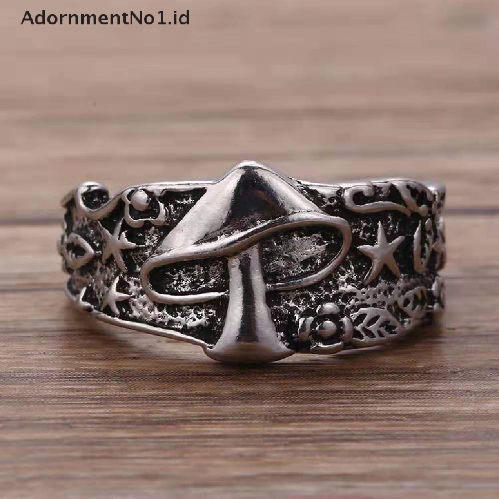 [AdornmentNo1] Retro Lucu Wanita Jamur Liar Bunga Bintang Pola Cincin Fashion Punk Hip Hop Perhiasan Cincin Klub Malam Biker Rings Hadiah Starry Ring [ID]