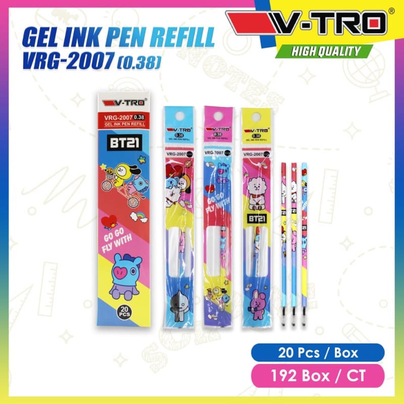 [HUSNA COLLECTION]  SATU PAK (20 PCS) REFILL GEL PEN ISI ULANG PULPEN GEL KARAKTER