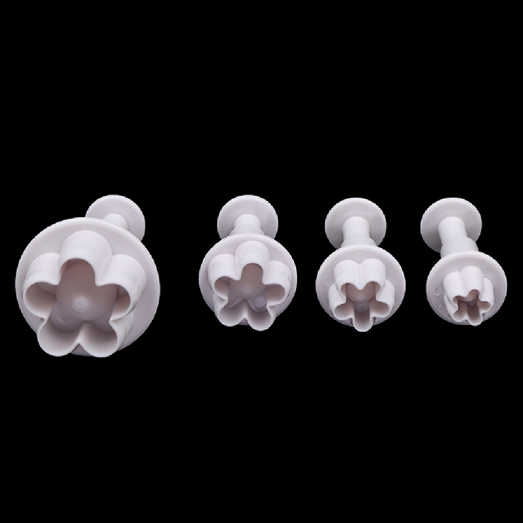 [Birth] 4pcs Plum Flower Fondant Cake Cutter Plunger Cetakan Kue Kering Decorag Candy Mould [ID]