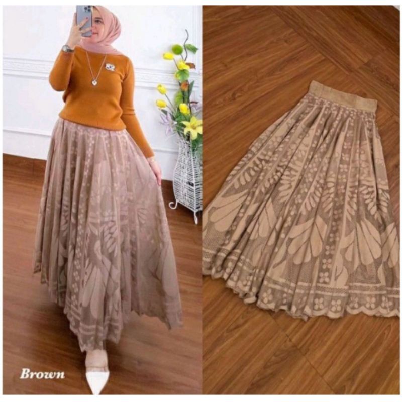 Rok Tutu Brukat Import Premium Dewasa Panjang Jumbo