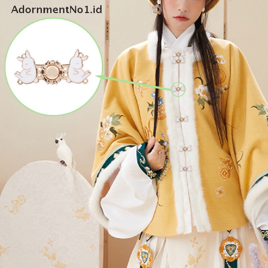 [AdornmentNo1] Kancing Logam Sweater Cardigan Klip Hanfu Metal Buckle Vintage Rabbit Pair Button [ID]