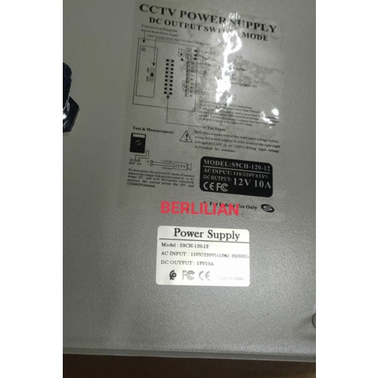 Power Supply CCTV DC 12V 10A 9output Made in China input AC 110/220V