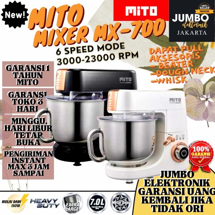 Mixer Mito Mitochiba Stand Mixer Mito Mx700 Mx 700 Maxi 7 Liter Garansi Ori