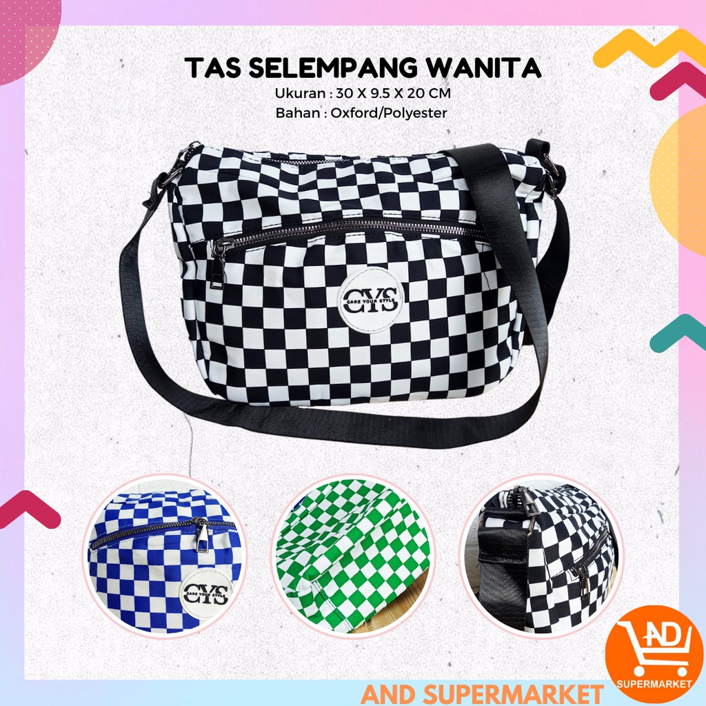 AND / COD / Tas Selempang Wanita Import Tas Jalan Cewek Motif Kotak Sling Bag Perempuan Terkini Tas Selempang Bahu Wanita Murah T288