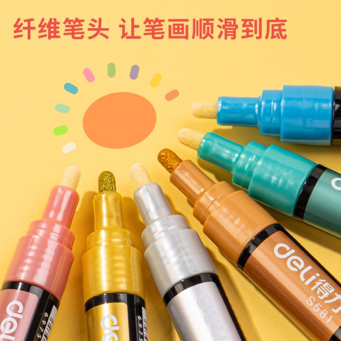 

Terlaris ✨ -Deli Acrylic Marker / Spidol Akrilik 6 Warna Pastel Metalik S58X - Metalik- 2.1.23