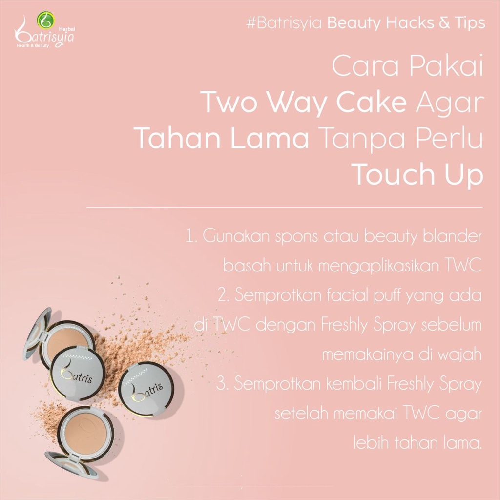 Batrisyia Two Way Cake Soft Pink Bedak Padat 12 gr
