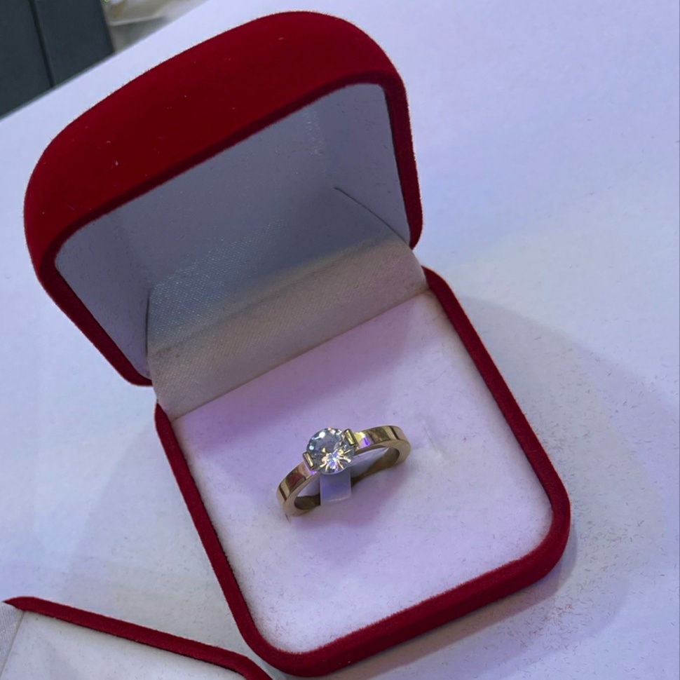 Cincin Titanium Solitare Korea Mata Diamond Silver dan Gold