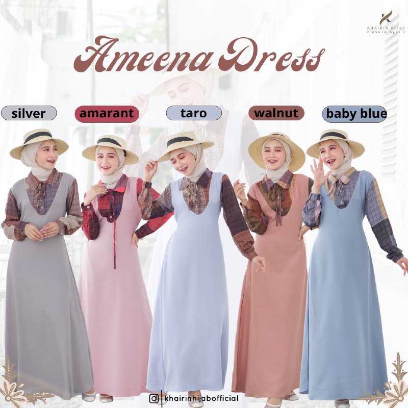 ❤️IFANI❤️ Gamis Home Dress Ameena By Khairin Hijab Bahan Senorita mix Voal Cotton Dior Premium Gamis