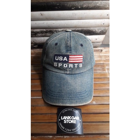 Topi thrift Denim usa sport