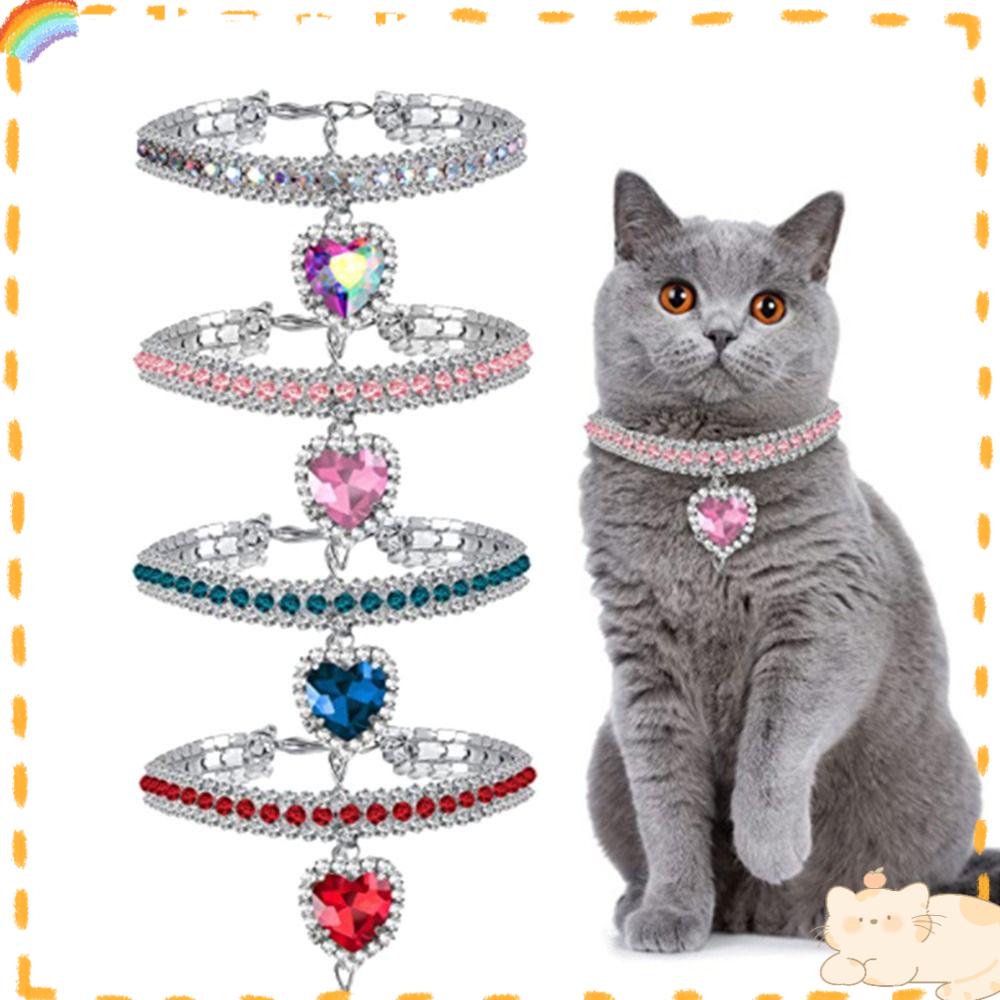 Solighter Anjing Kerah Berlian Imitasi Anjing Mewah Kucing Perhiasan Adjustable Kristal Berlian Liontin