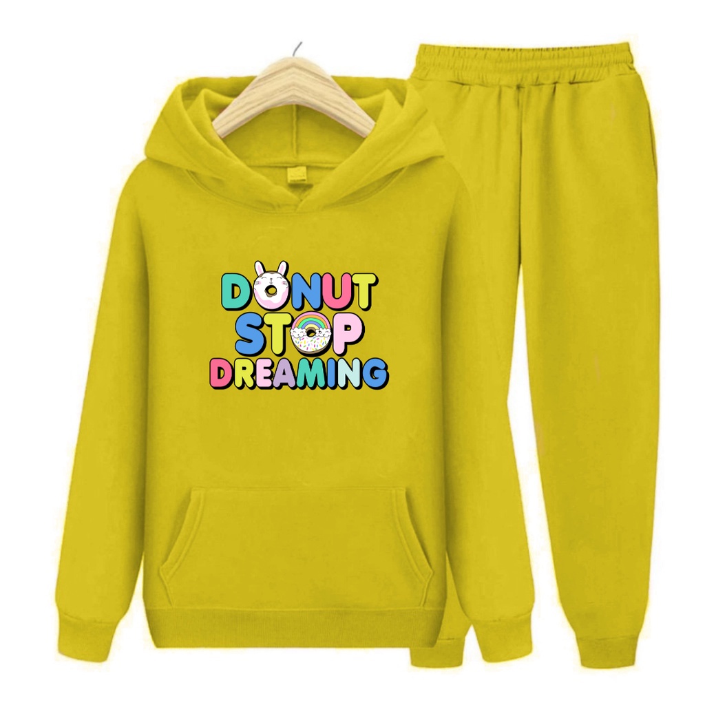 Setelan Anak Donut Stop Deaming / Set Hoodie topi Size S,M,XL,XXL