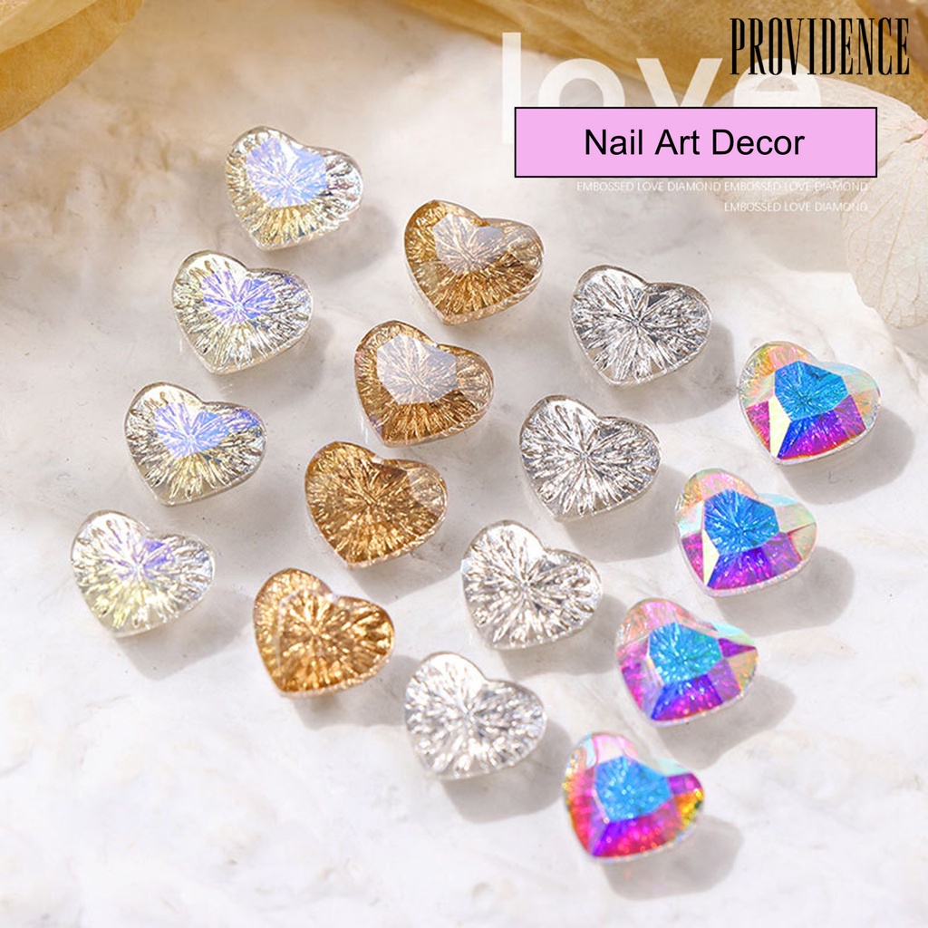 Providence 5Pcs Nail Art Decor Tiga Dimensi Shiny Glitter Mempesona DIY Sparkling Nail Embos Berlian Imitasi Kuku Pesona Hati Wanita Pasokan